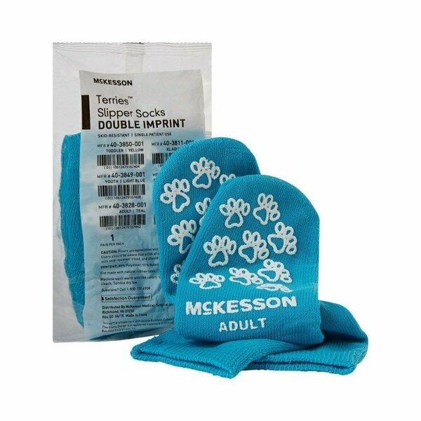 Mckesson Terries Adult Slipper Socks, Teal, 96PK 40-3828-001